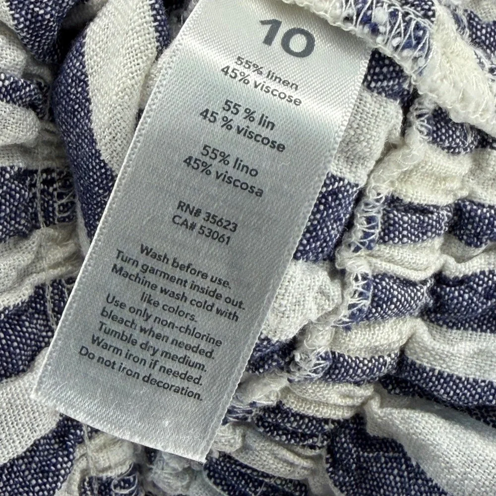 Carters Girls Blue White Striped Linen Blend Sundress Size 10 Nautical Summer